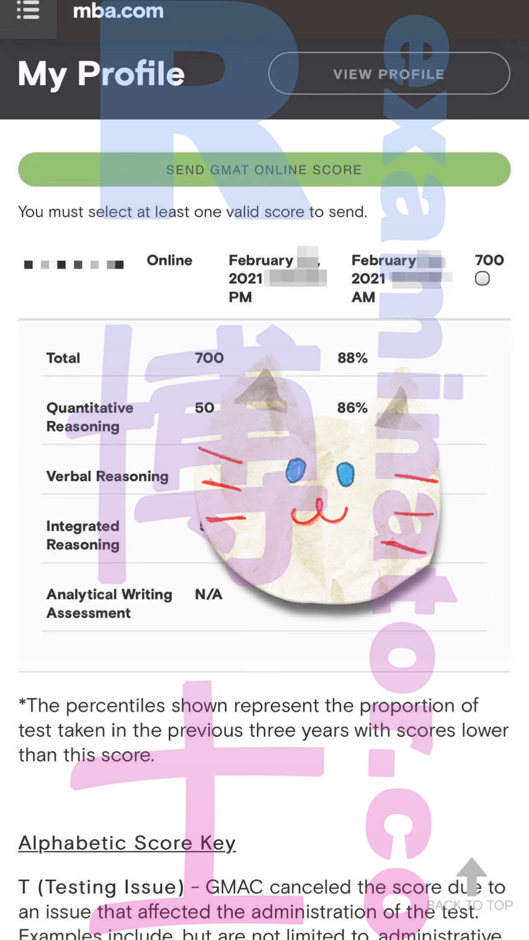 score image for Tricherie au GMAT success story #110