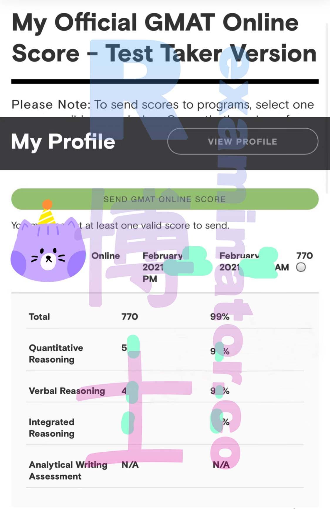 score image for Tricherie au GMAT success story #137