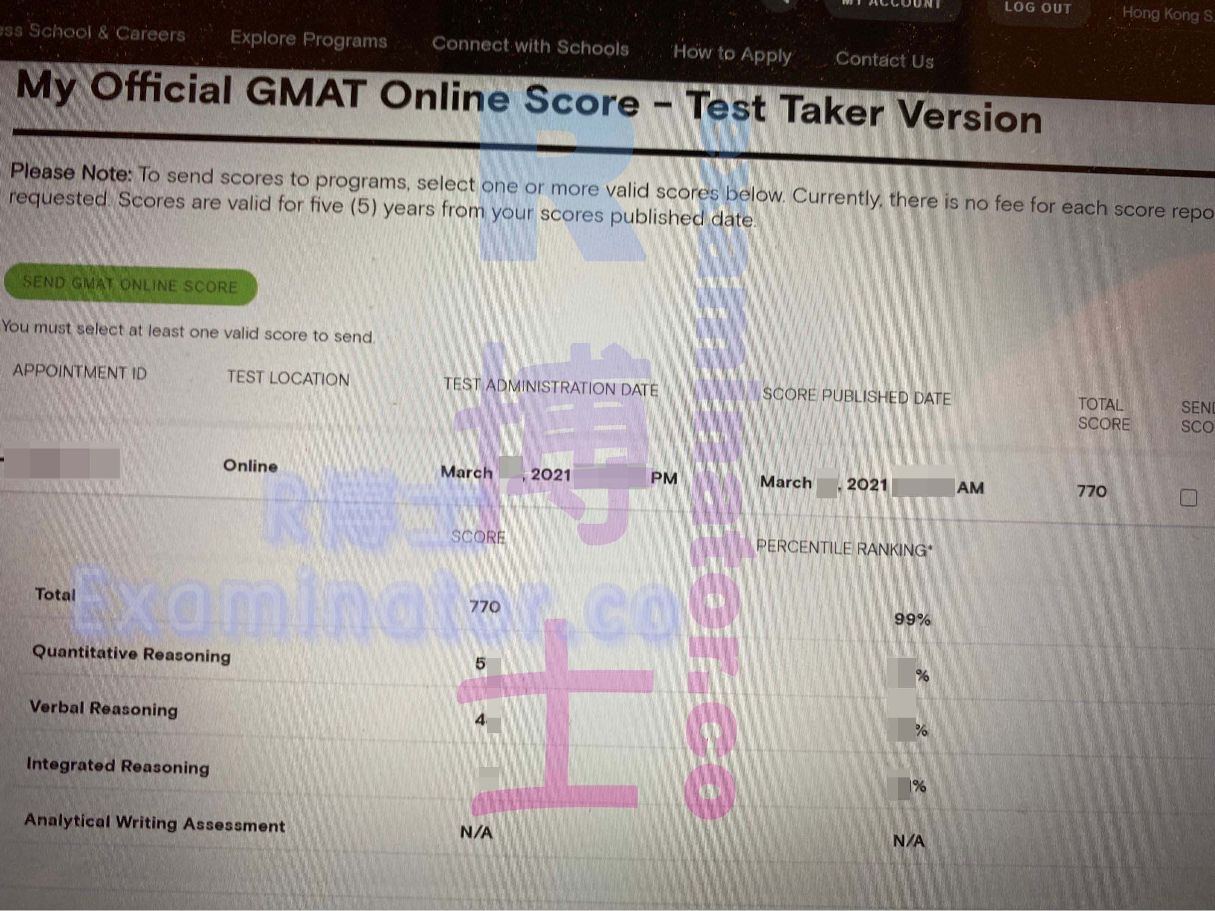 score image for Tricherie au GMAT success story #129