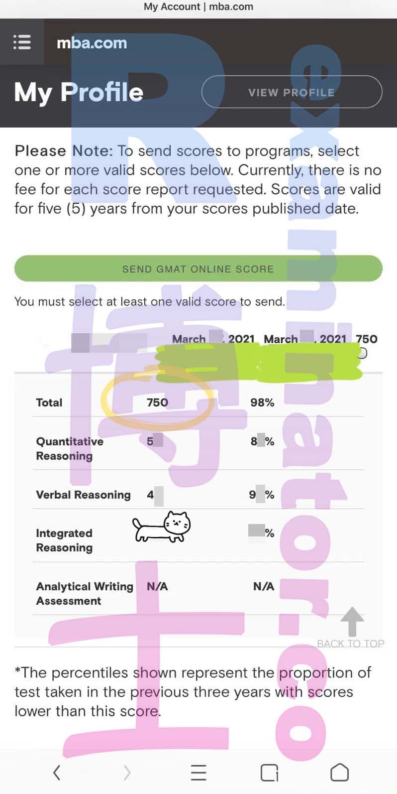 score image for Tricherie au GMAT success story #132