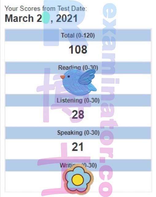 score image for Tricherie au TOEFL success story #144