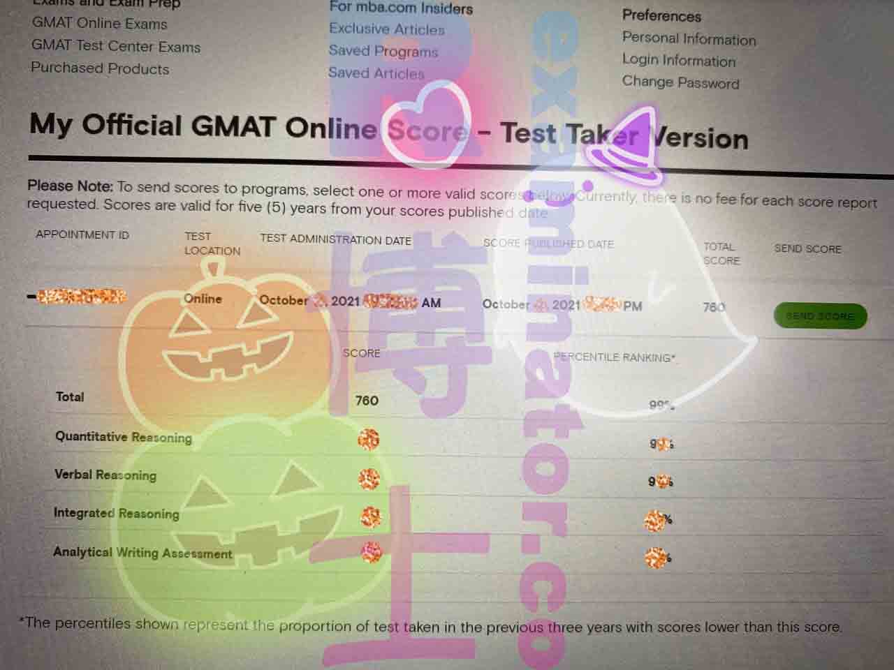 score image for Tricherie au GMAT success story #215