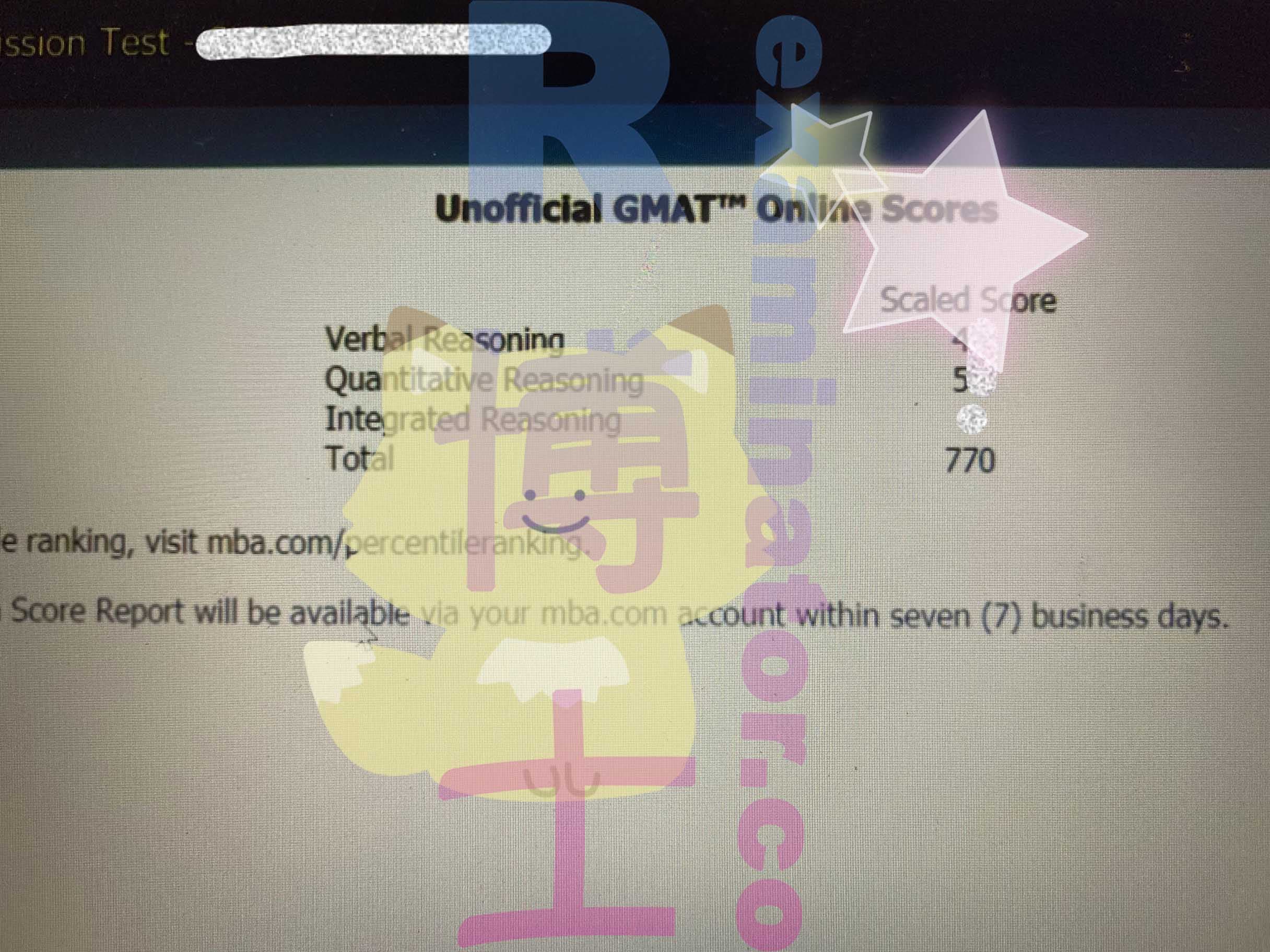 score image for Tricherie au GMAT success story #237