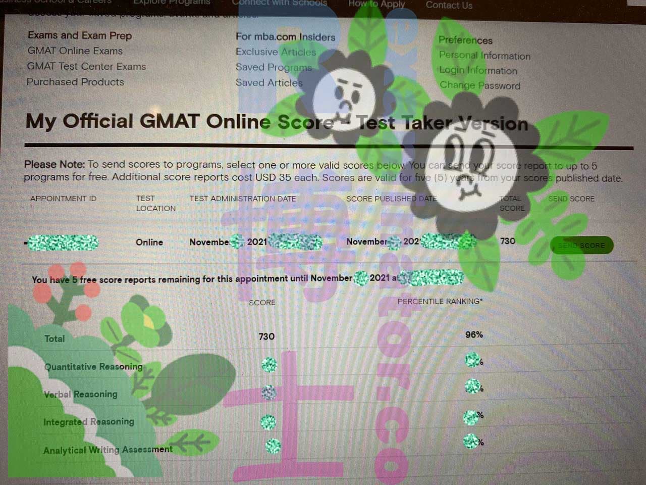 score image for Tricherie au GMAT success story #243