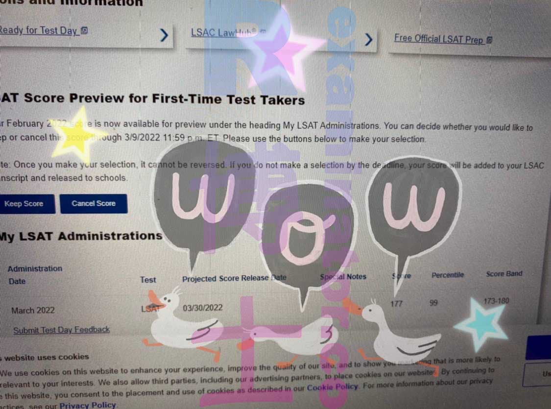 score image for Tricherie au LSAT success story #288