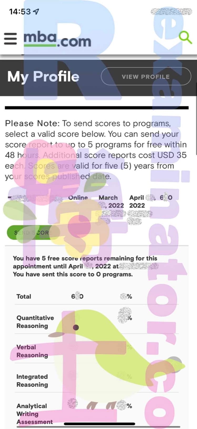 score image for Tricherie au GMAT success story #292