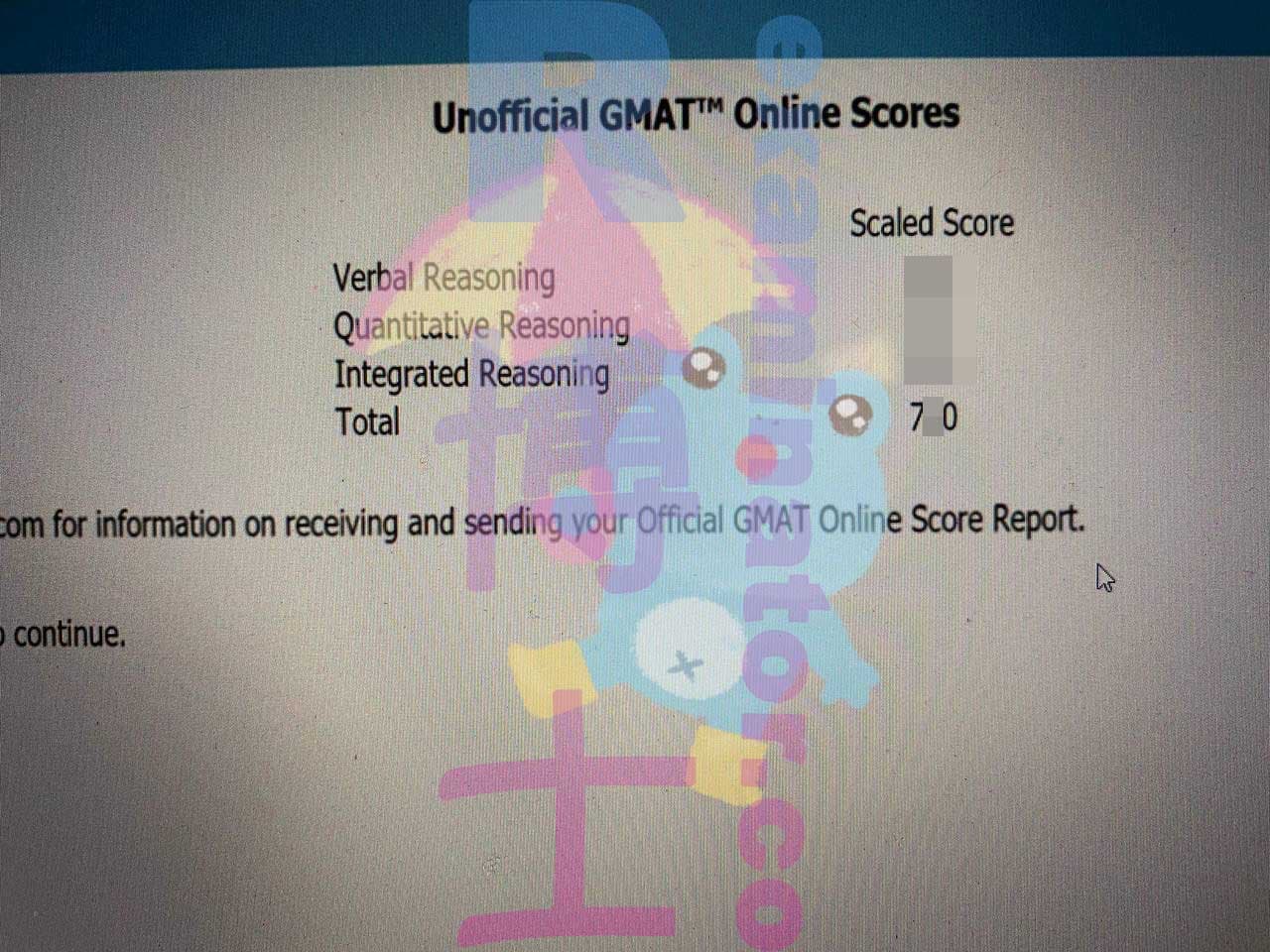 score image for Tricherie au GMAT success story #326