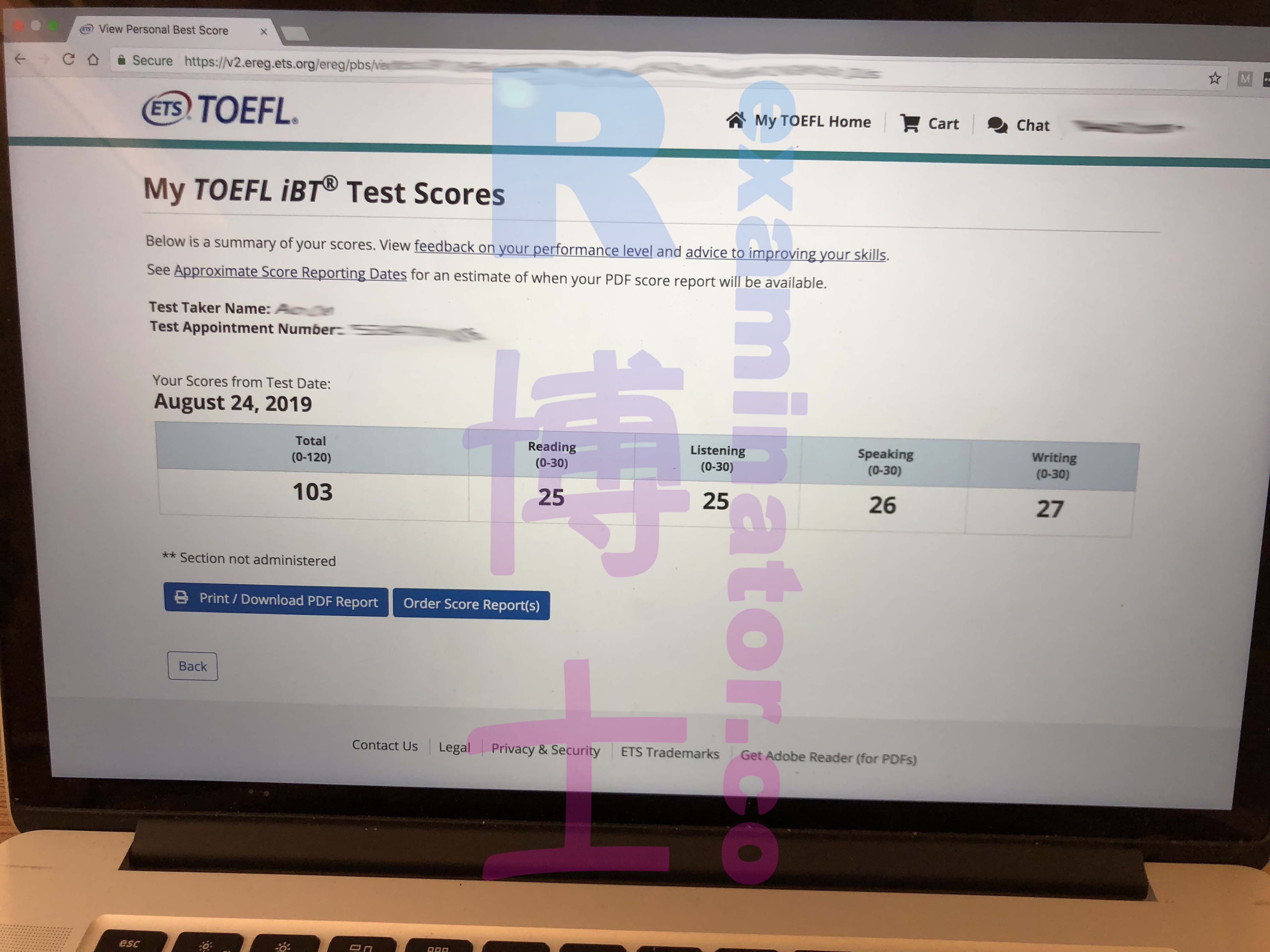 score image for Tricherie au TOEFL success story #47