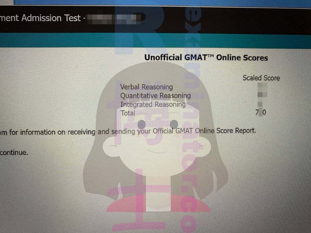 score image for Tricherie au GMAT success story #499