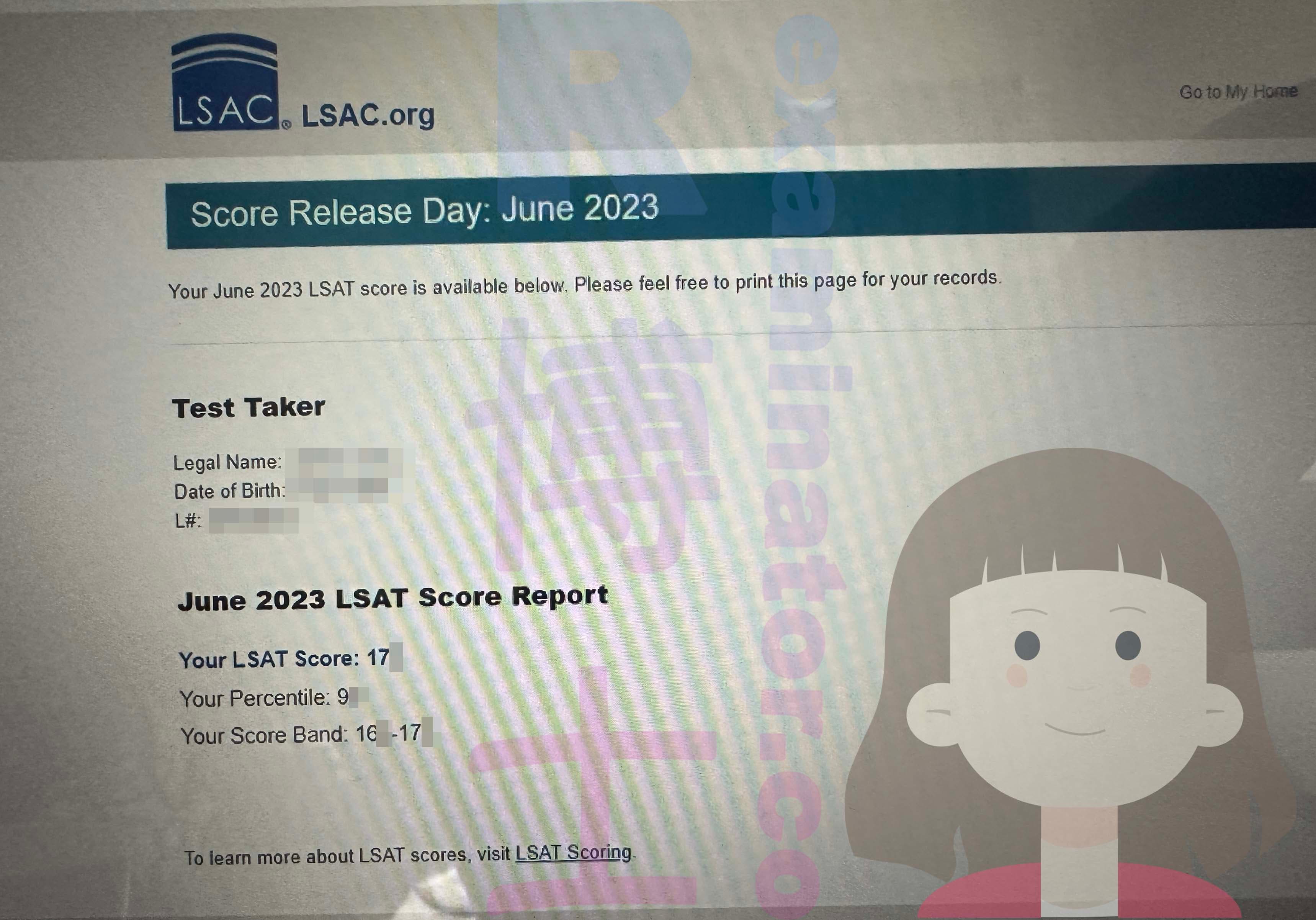 score image for Tricherie au LSAT success story #548