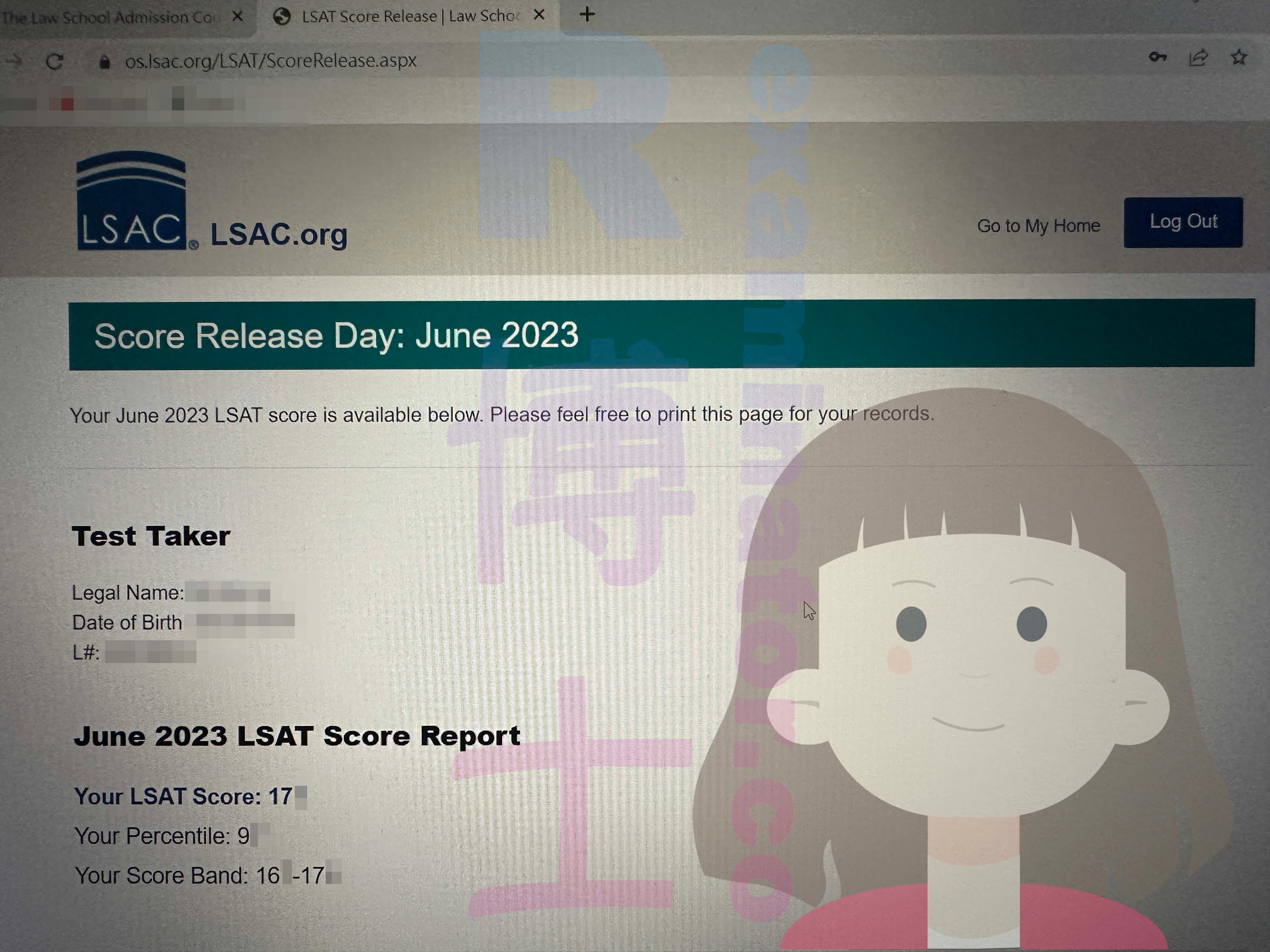 score image for Tricherie au LSAT success story #547