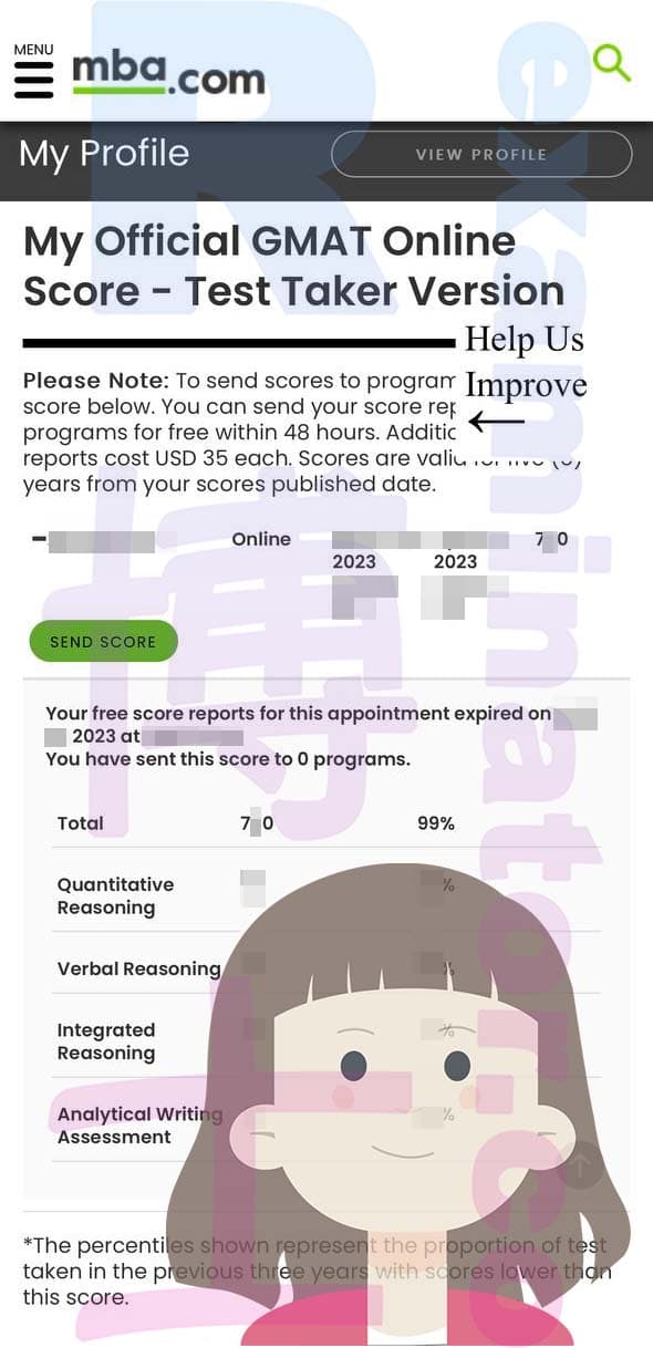 score image for Tricherie au GMAT success story #511