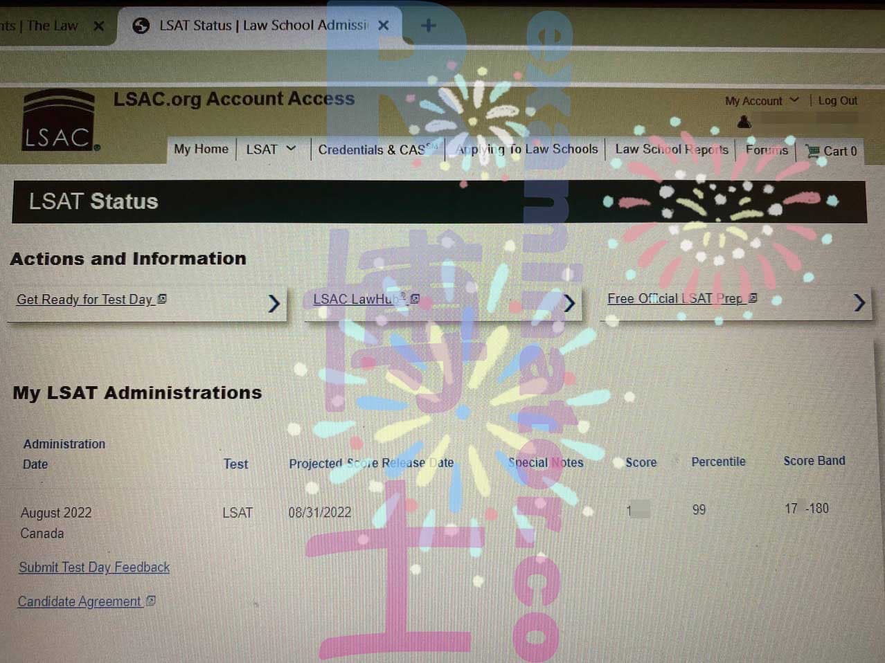 score image for Tricherie au LSAT success story #368