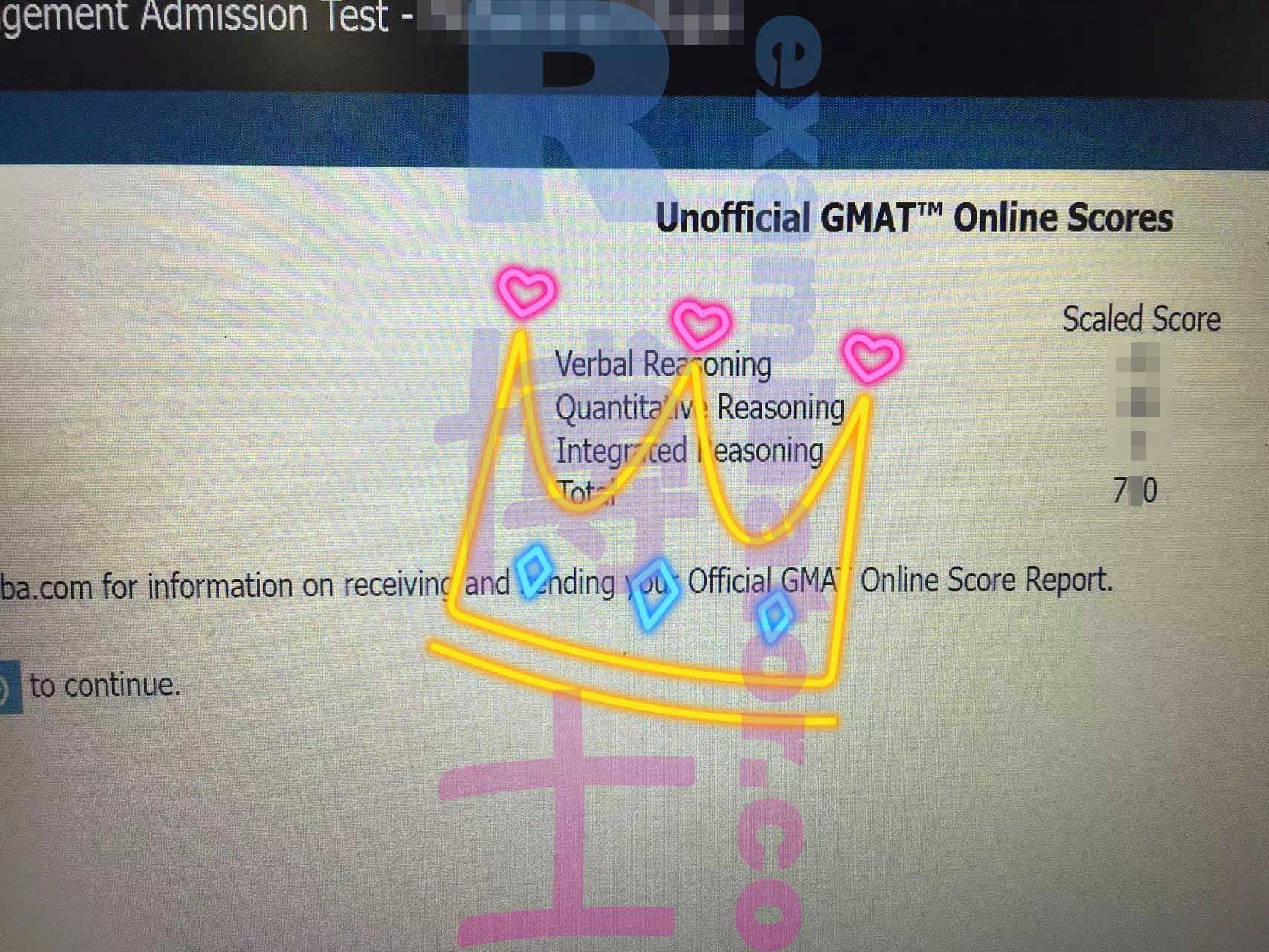 score image for Tricherie au GMAT success story #393