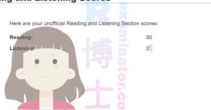 score image for Tricherie au TOEFL success story #533