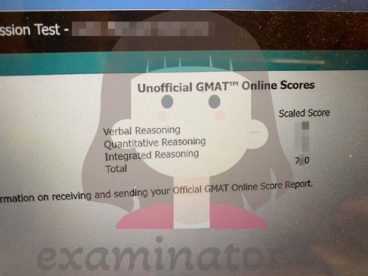 score image for Tricherie au GMAT success story #556