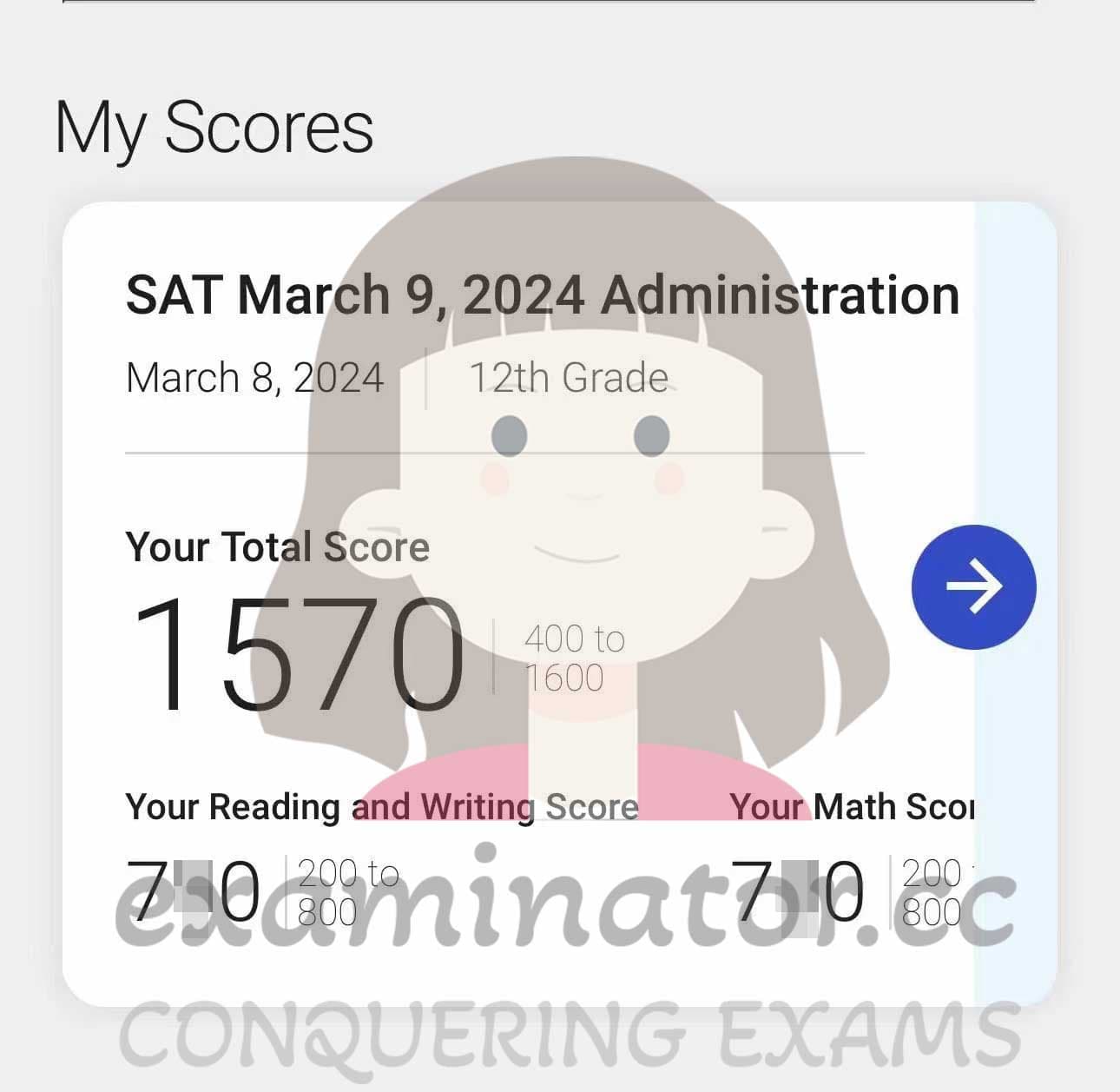 score image for Tricherie au SAT success story #625