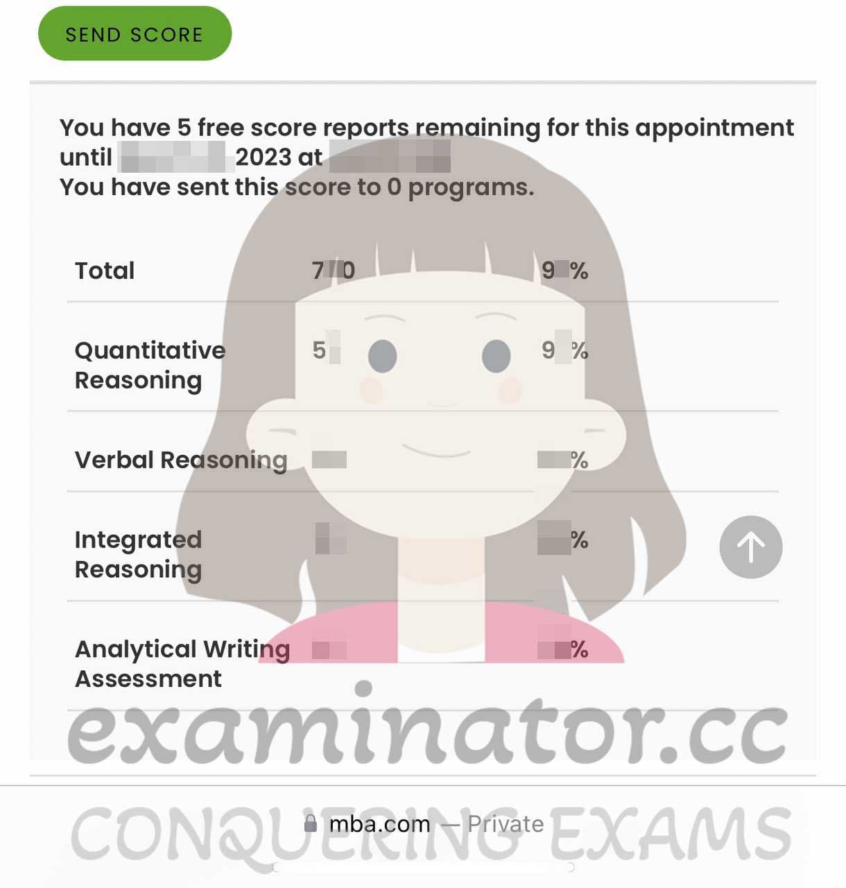 score image for Tricherie au GMAT success story #610