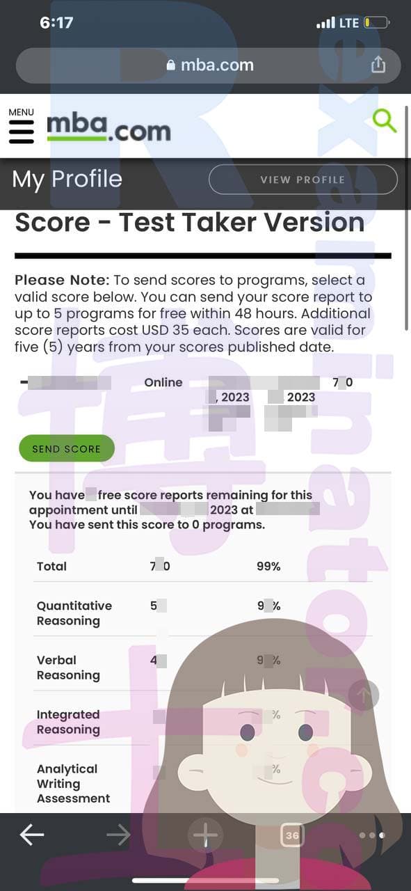 score image for Tricherie au GMAT success story #538