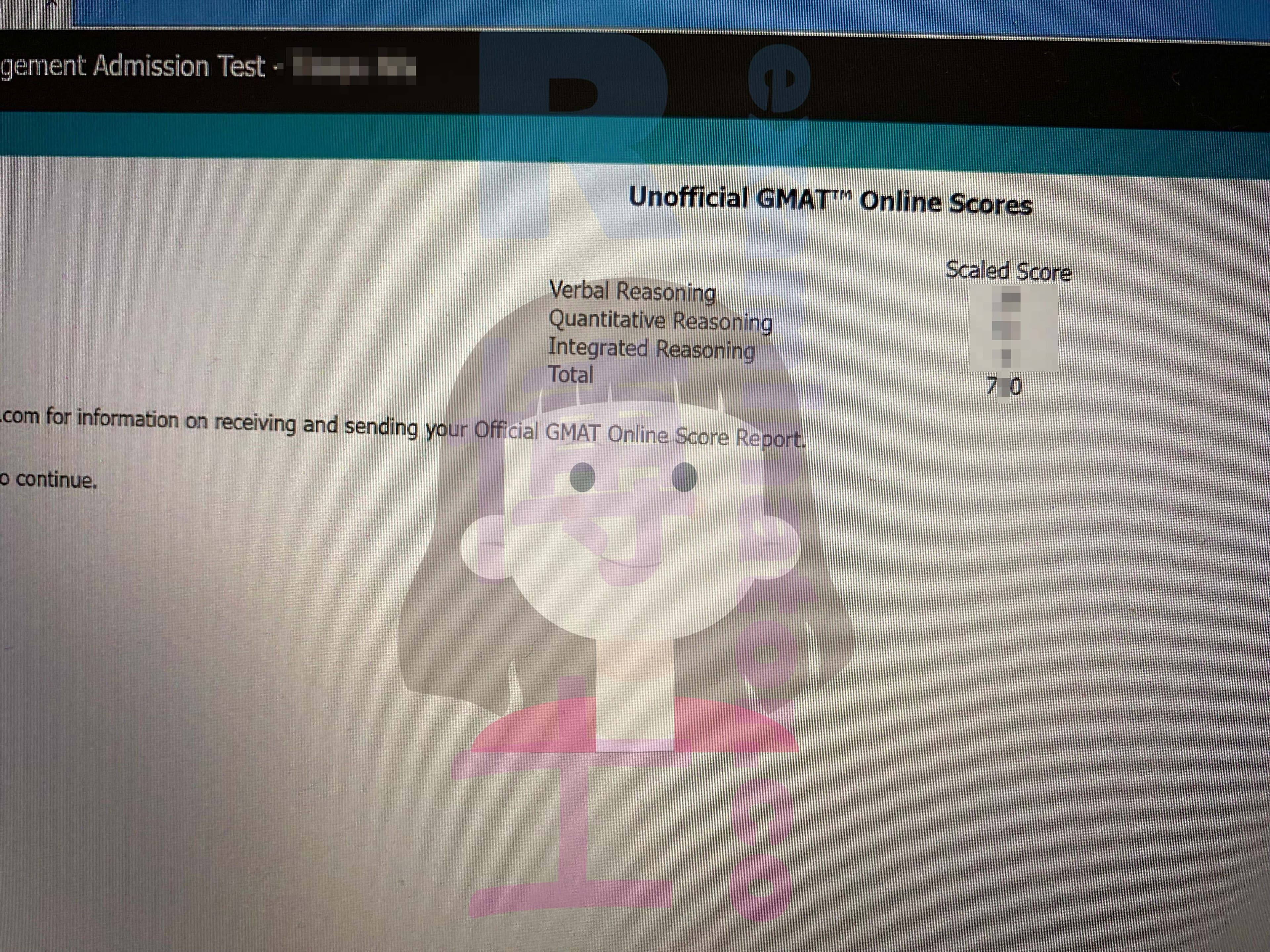 score image for Tricherie au GMAT success story #520