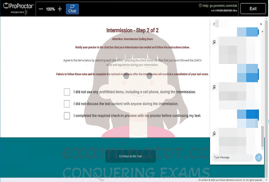 LSAT Cheating Intermissions